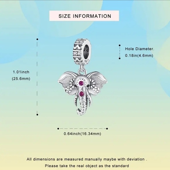 Women’s 925 Sterling Silver Elephant Charm/Pendant with Sparkling Zirconia - NWT - Picture 5 of 7